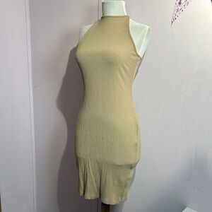 H&M Elegant Tan Sleeveless Dress Size M Preowned
